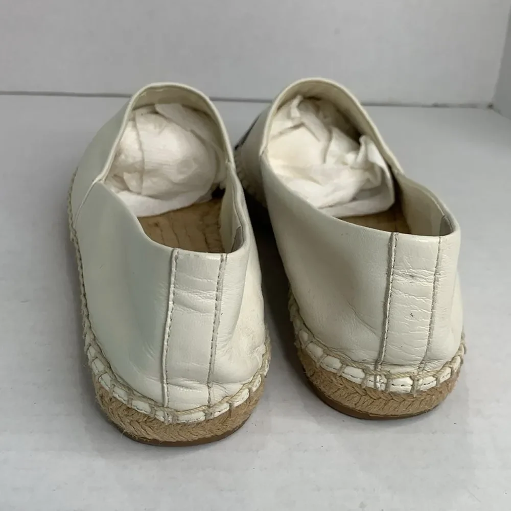 Tory Burch black/white leather color block cap toe espadrille flats